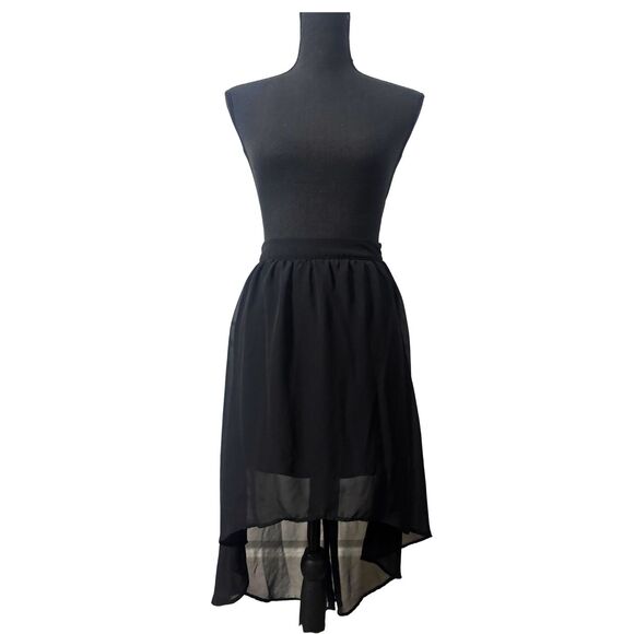 Black Asymmetric Witchy Alt Emo Whimsy Gothic High Low Midi Maxi Skirt Size M - Picture 2 of 6